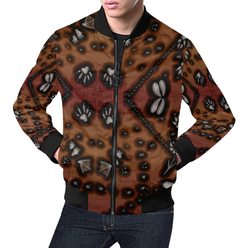 Footprints from several animals All Over Print Bomber Jacket for Men (Model H19)