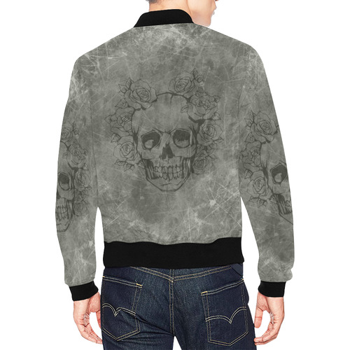 scratchy skull with roses c by JamColors All Over Print Bomber Jacket for Men (Model H19)