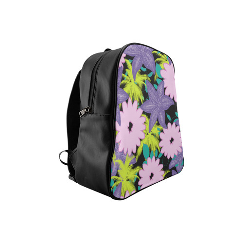 Tropical Violet Black School Backpack (Model 1601)(Small)