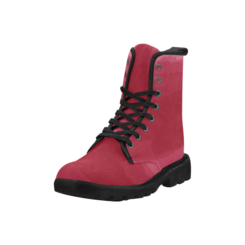 WATERCOLOR RED SIMPLE Martin Boots for Women (Black) (Model 1203H)