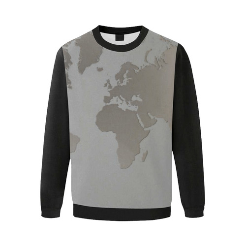 Sweatshirt Fleece World Map Gray Silver Men's Oversized Fleece Crew Sweatshirt (Model H18)