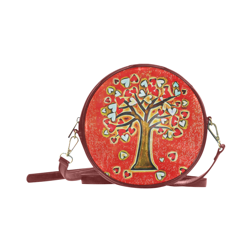 Watercolor Love Tree Round Sling Bag (Model 1647)