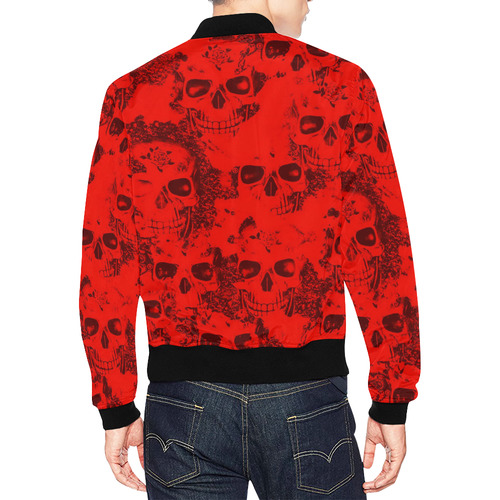 cloudy Skulls red by JamColors All Over Print Bomber Jacket for Men (Model H19)