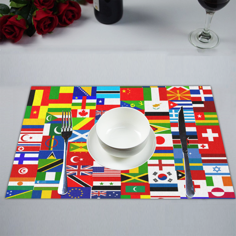World Flag Montage Placemat 14’’ x 19’’ (Six Pieces)