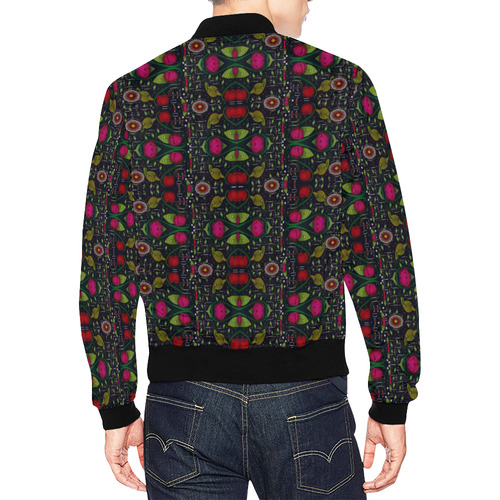 Roses and green leaf All Over Print Bomber Jacket for Men (Model H19)