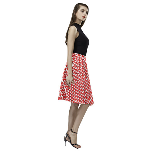 Canadian Flag Souvenir Skirts Melete Pleated Midi Skirt (Model D15)