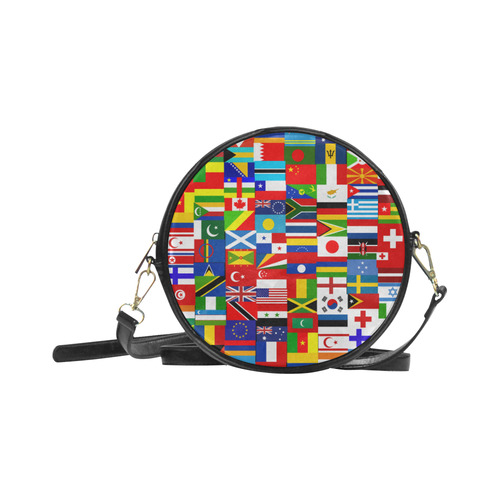 World Flag Montage Round Sling Bag (Model 1647)
