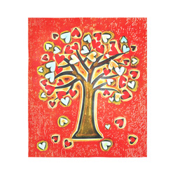 Watercolor Love Tree Cotton Linen Wall Tapestry 51"x 60"