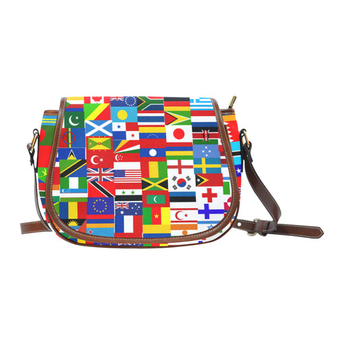 World Flag Montage Saddle Bag/Small (Model 1649) Full Customization