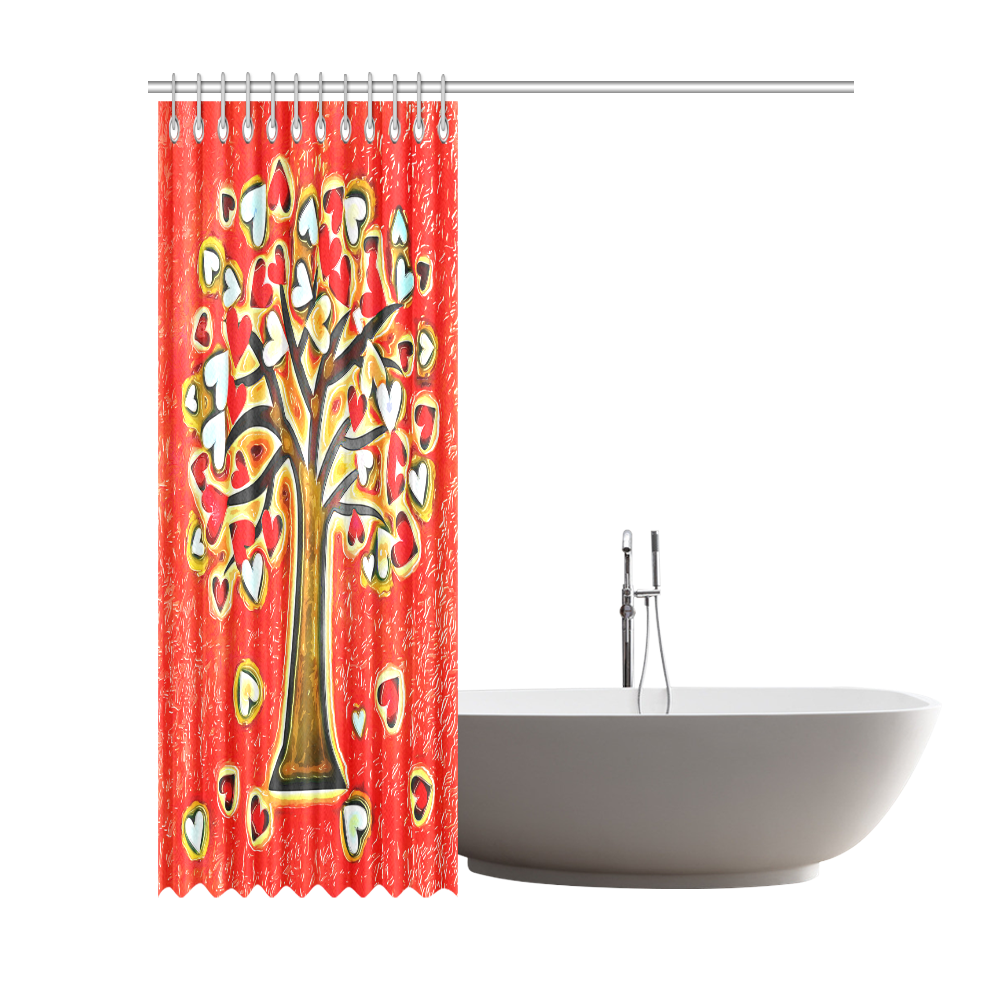 Watercolor Love Tree Shower Curtain 72"x84"