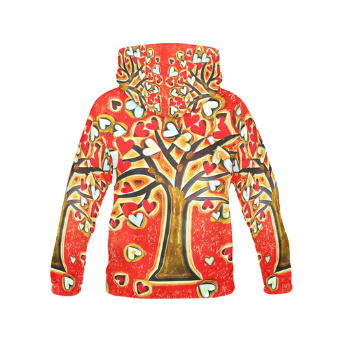 Watercolor Love Tree All Over Print Hoodie for Women (USA Size) (Model H13)