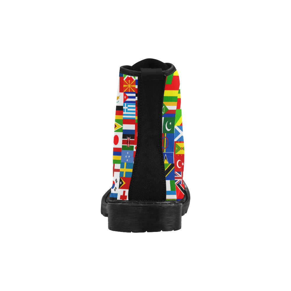 World Flag Montage Martin Boots for Men (Black) (Model 1203H)