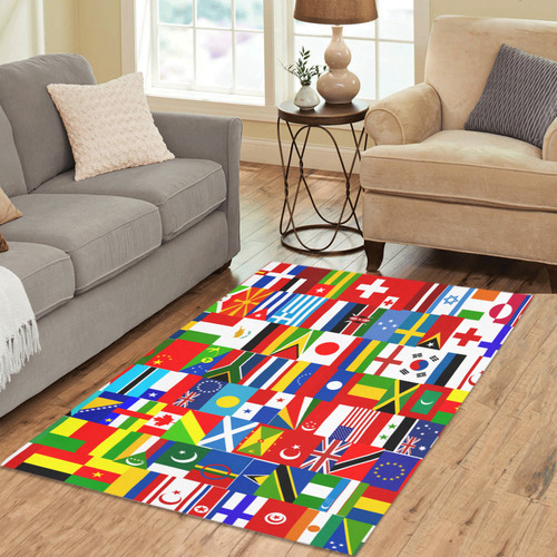 World Flag Montage Area Rug 5'3''x4'