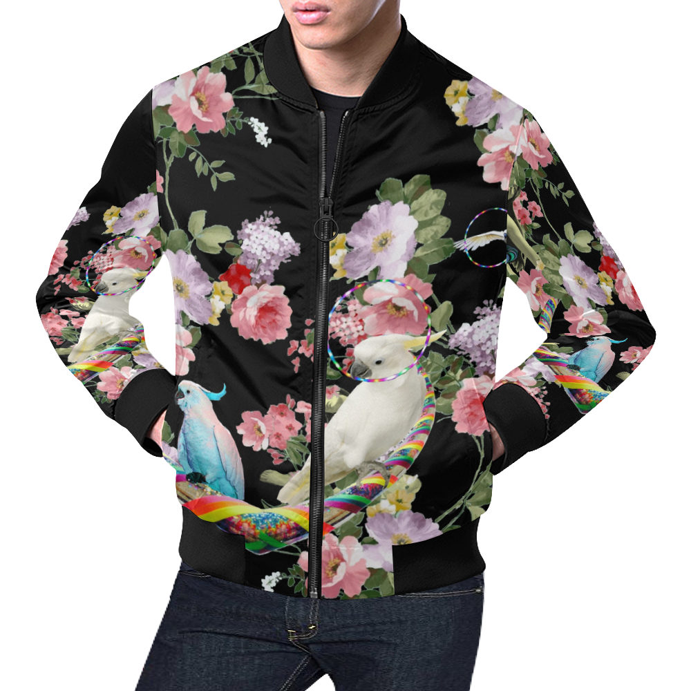 Cockatoos and Hoops All Over Print Bomber Jacket for Men (Model H19)