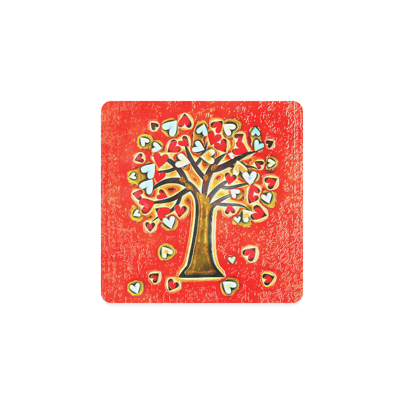 Watercolor Love Tree Square Coaster