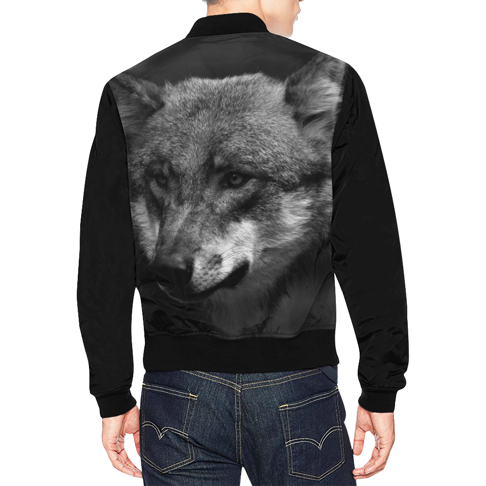 B&W Wolf All Over Print Bomber Jacket for Men (Model H19)