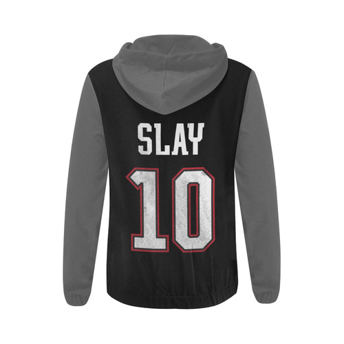 Women's AOP hoodie black & grey slay10 All Over Print Full Zip Hoodie for Women (Model H14)