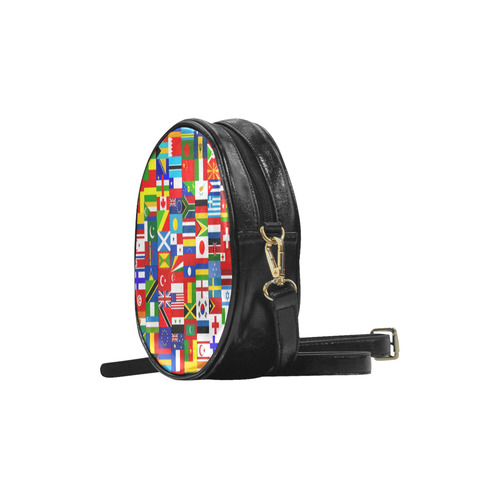 World Flag Montage Round Sling Bag (Model 1647)