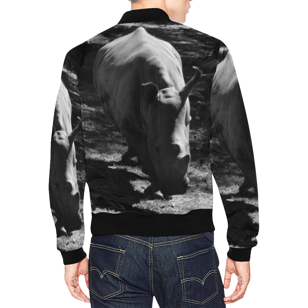 B&W Rhinozeros All Over Print Bomber Jacket for Men (Model H19)