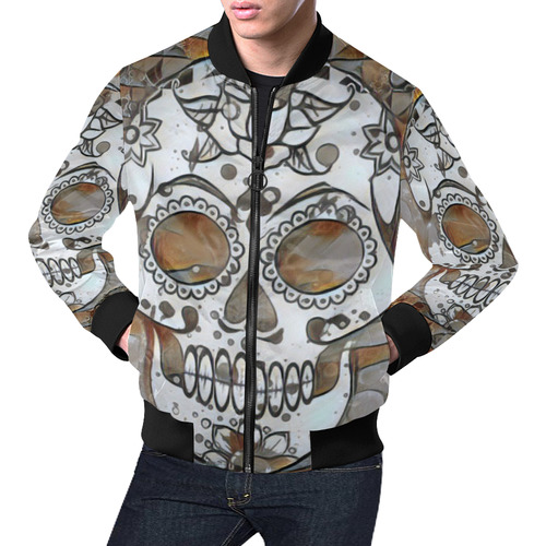funky Skull B by Jamcolors All Over Print Bomber Jacket for Men (Model H19)