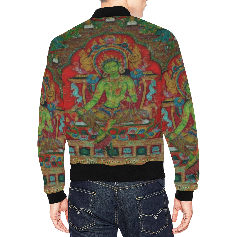 Green Tara from Tibetan Buddhism All Over Print Bomber Jacket for Men (Model H19)