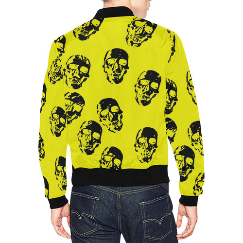 hot skulls, yellow by JamColors All Over Print Bomber Jacket for Men (Model H19)