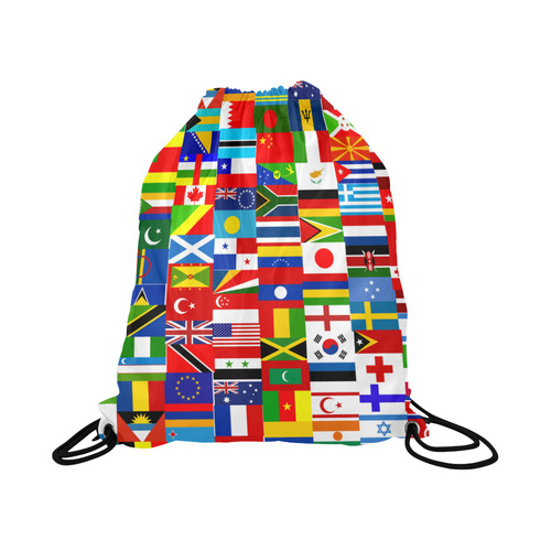 World Flag Montage Large Drawstring Bag Model 1604 (Twin Sides)  16.5"(W) * 19.3"(H)