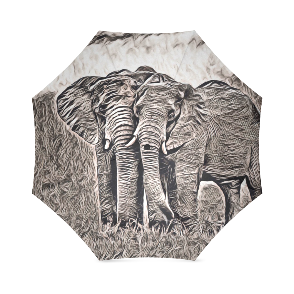 Rustic Style - Elephants by JamColors Foldable Umbrella (Model U01)