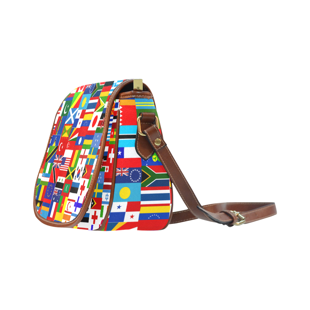 World Flag Montage Saddle Bag/Small (Model 1649) Full Customization