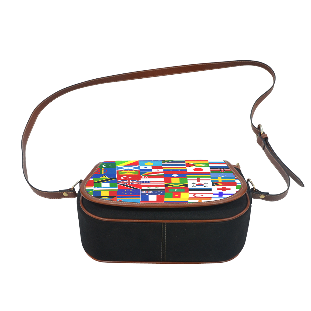 World Flag Montage Saddle Bag/Small (Model 1649)(Flap Customization)