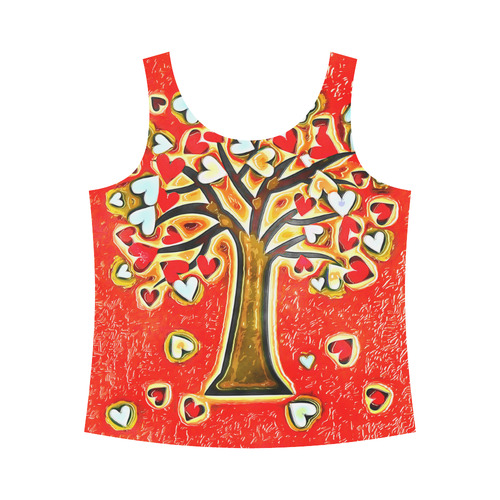 Watercolor Love Tree All Over Print Tank Top for Women (Model T43)