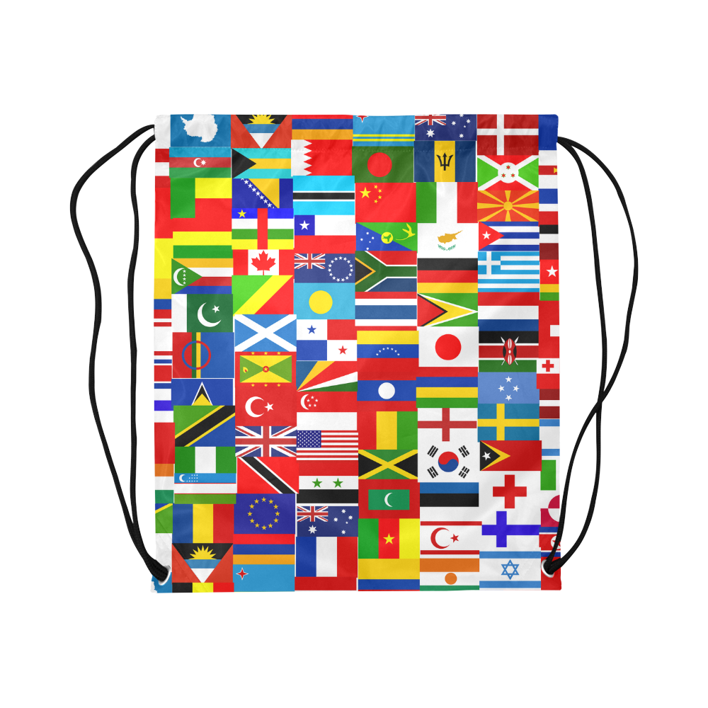 World Flag Montage Large Drawstring Bag Model 1604 (Twin Sides)  16.5"(W) * 19.3"(H)