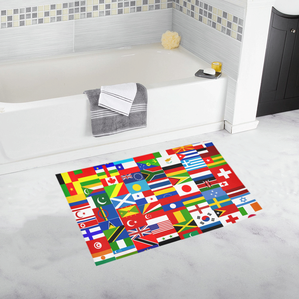 World Flag Montage Bath Rug 20''x 32''