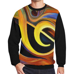 Sweatshirt Fleece Music Notes Men's Oversized Fleece Crew Sweatshirt (Model H18)
