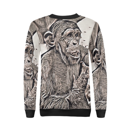 Rustic Style - young chimp by JamColors All Over Print Crewneck Sweatshirt for Women (Model H18)