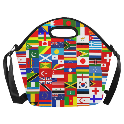 World Flag Montage Neoprene Lunch Bag/Large (Model 1669)