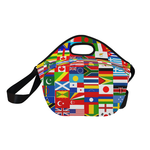 World Flag Montage Neoprene Lunch Bag/Large (Model 1669)