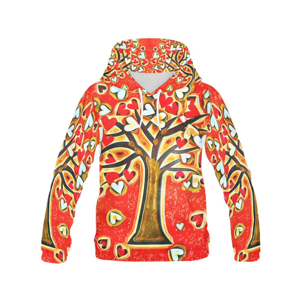 Watercolor Love Tree All Over Print Hoodie for Women (USA Size) (Model H13)