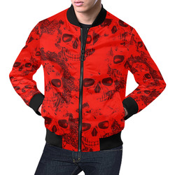 cloudy Skulls red by JamColors All Over Print Bomber Jacket for Men (Model H19)