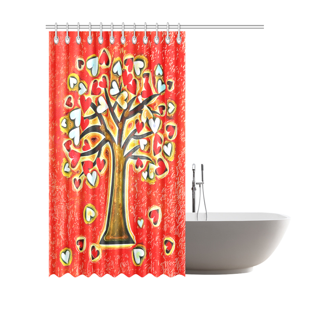 Watercolor Love Tree Shower Curtain 72"x84"