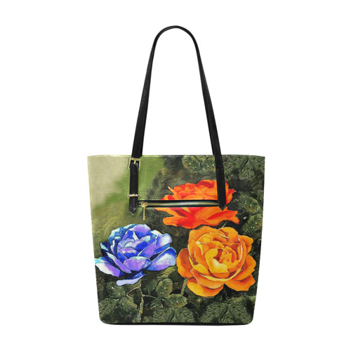 Red Blue Orange flowers Euramerican Tote Bag/Small (Model 1655)