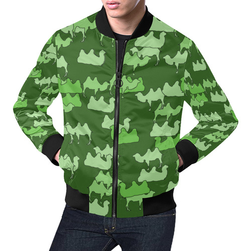 camelflage green All Over Print Bomber Jacket for Men (Model H19)