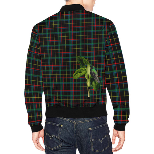 Tartan With Flower And Bird All Over Print Bomber Jacket for Men (Model H19)