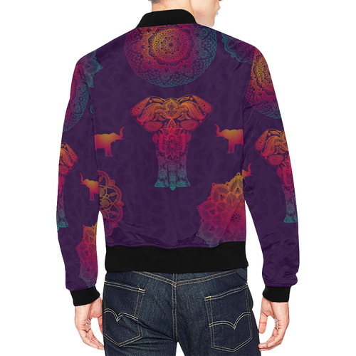 Colorful Elephant Mandala All Over Print Bomber Jacket for Men (Model H19)