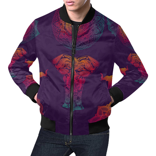 Colorful Elephant Mandala All Over Print Bomber Jacket for Men (Model H19)