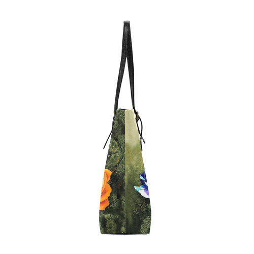 Red Blue Orange flowers Euramerican Tote Bag/Small (Model 1655)