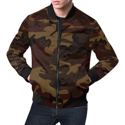 Camo Dark Brown All Over Print Bomber Jacket for Men (Model H19)