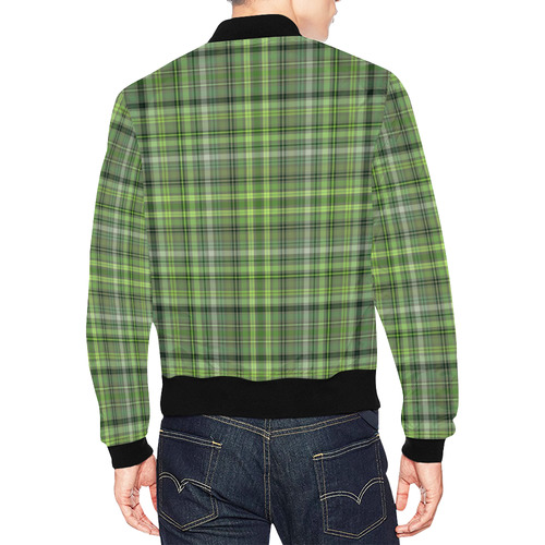 Shades of Green Plaid All Over Print Bomber Jacket for Men (Model H19)