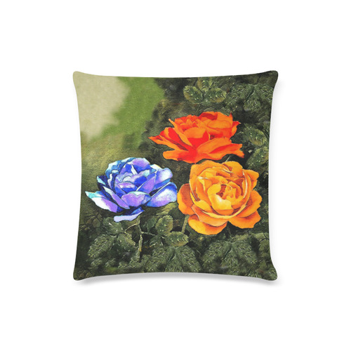 Red Blue Orange flowers Custom Zippered Pillow Case 16"x16"(Twin Sides)