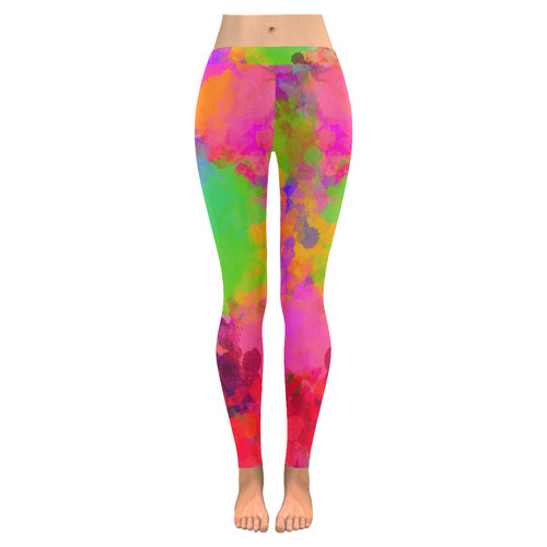 Colors and joy 4 by FeelGood Women's Low Rise Leggings (Invisible Stitch) (Model L05)